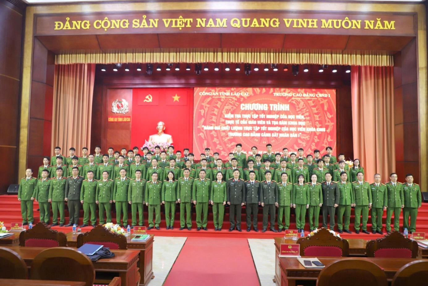 Chương trình kiểm tra thực tập tốt nghiệp của học viên, thực tế của giáo viên và tọa đàm khoa học: “Đánh giá chất lượng thực tập tốt nghiệp của học viên khóa K60S - Trường Cao đẳng Cảnh sát nhân dân I”